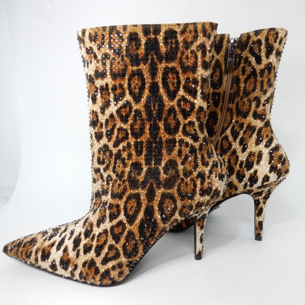 AZALEA WANG Chaundra Stiletto Bootie Size 7.5 Cheetah Animal Embellished NEW - Picture 11 of 17